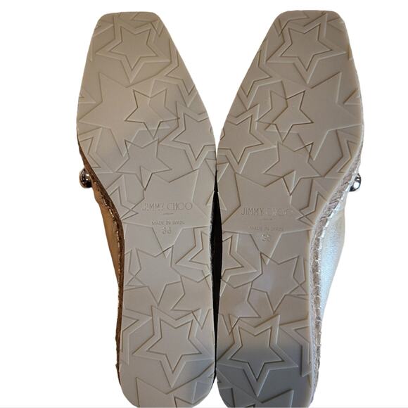 Jimmy Choo Dru Square Toe Stud Imitation Pearl Embellished Espadrille Flats 36/6 - Picture 9 of 11